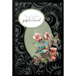 Cartes 3D Velours A6 prédécoupé N°5 - Oiseaux colorés - 3 cartes + enveloppes