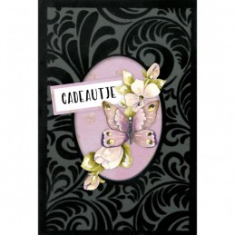 Cartes 3D Velours A6 prédécoupé N°6 - Papillons pourpres - 3 cartes + enveloppes