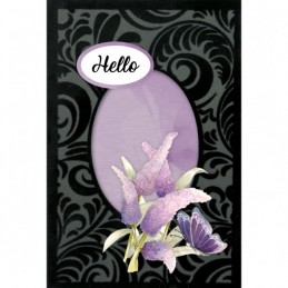 Cartes 3D Velours A6 prédécoupé N°6 - Papillons pourpres - 3 cartes + enveloppes