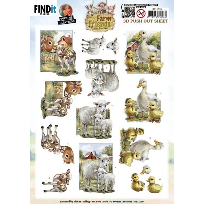 Carte 3D prédéc. - SB11019 - Animaux de la ferme - Bébés animaux Canard mouton et vaches Carte 3D prédéc. - SB11019 - Animaux de la ferme - Bébés animaux Canard mouton et vaches