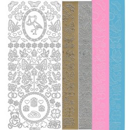 Stickers - 0885 - Petites décos Naissance diverses - or