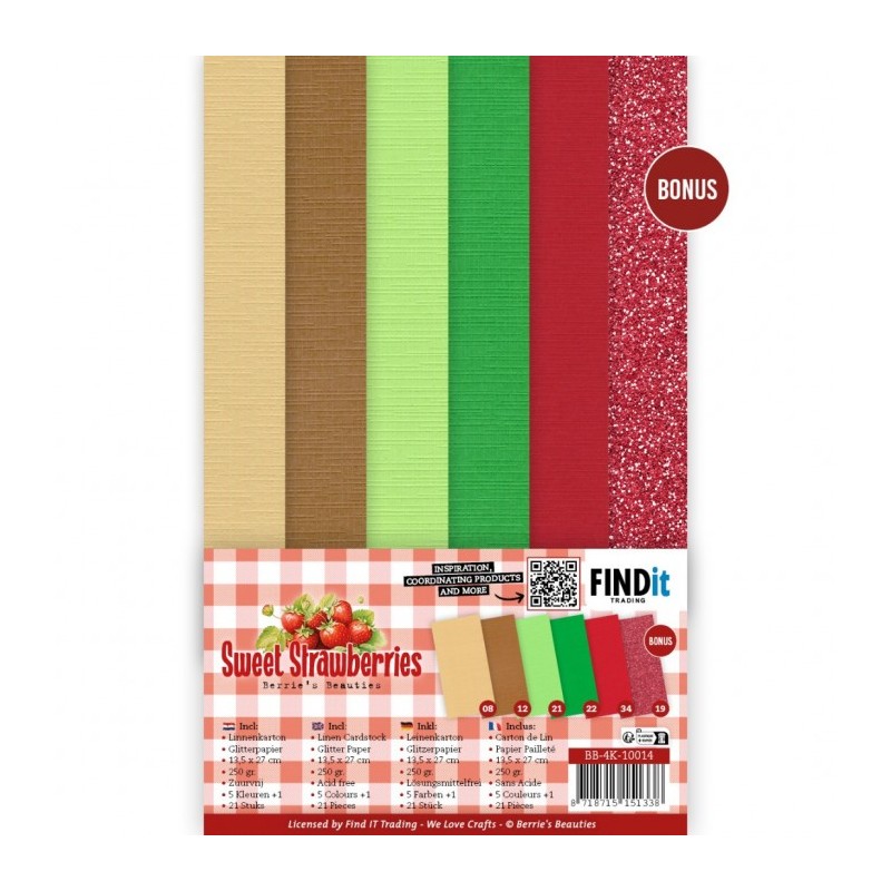 Set 21 cartes 13.5x27cm - Fraises sucrées - BB-4K-10014 Set 21 cartes 13.5x27cm - Fraises sucrées - BB-4K-10014