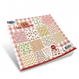 Bloc de papier - Fraises sucrées - Papiers design 20.3x20.3 - BBPP10021