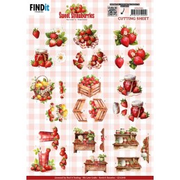 Carte 3D à découper - CD12344 - Fraises sucrées - Petites décos
