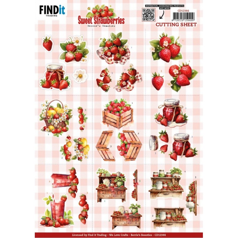 Carte 3D à découper - CD12344 - Fraises sucrées - Petites décos Carte 3D à découper - CD12344 - Fraises sucrées - Petites décos