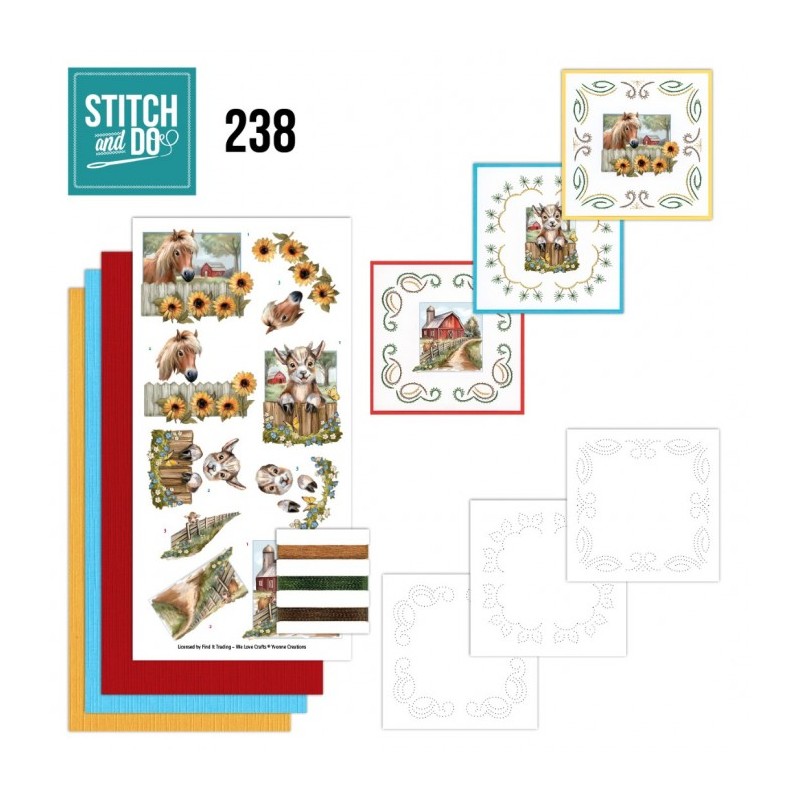Stitch and do 238 - kit Carte 3D broderie - Animaux de la ferme Stitch and do 238 - kit Carte 3D broderie - Animaux de la ferme