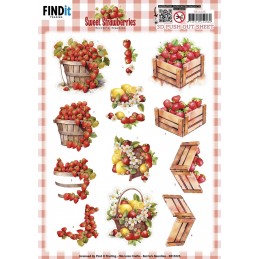Carte 3D prédéc. - SB11026 - Douces Fraises - Paniers de Fraises