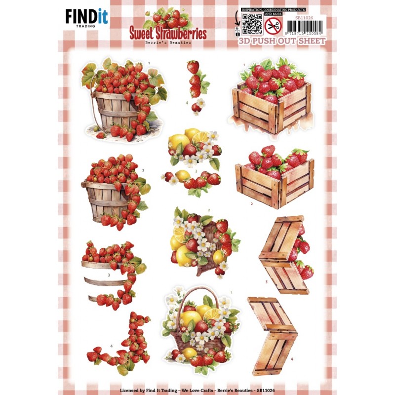 Carte 3D prédéc. - SB11026 - Douces Fraises - Paniers de Fraises Carte 3D prédéc. - SB11026 - Douces Fraises - Paniers de Fraises
