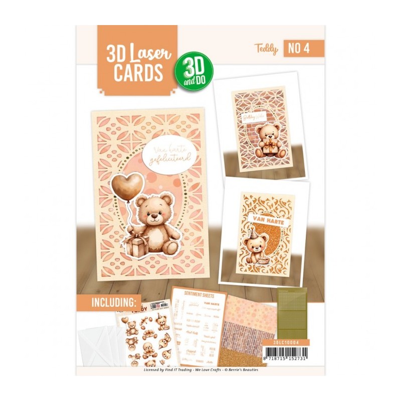 Kit 3 cartes laser n°4 - 3DLC10004 - Bébé ourson Kit 3 cartes laser n°4 - 3DLC10004 - Bébé ourson
