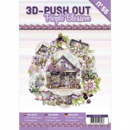 Carte 3D livre A4 prédécoupé N°55 - Fleurs pourpres- 24 images + papiers