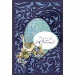Cartes 3D Velours A6 prédécoupé N°7 - Mûres et oiseau - 3 cartes + enveloppes