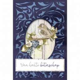 Cartes 3D Velours A6 prédécoupé N°7 - Mûres et oiseau - 3 cartes + enveloppes