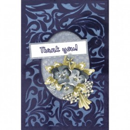 Cartes 3D Velours A6 prédécoupé N°8 - Pensées bleues - 3 cartes + enveloppes