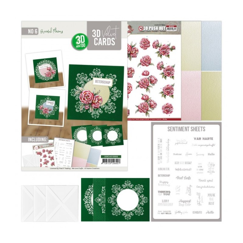 Cartes 3D Velours carrées prédécoupé N°6 - Superbes fleurs - 3 cartes + enveloppes contenu Cartes 3D Velours carrées prédécoupé N°6 - Superbes fleurs - 3 cartes + enveloppes contenu