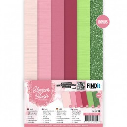 Set 21 cartes Fleurs roses 13.5x27cm