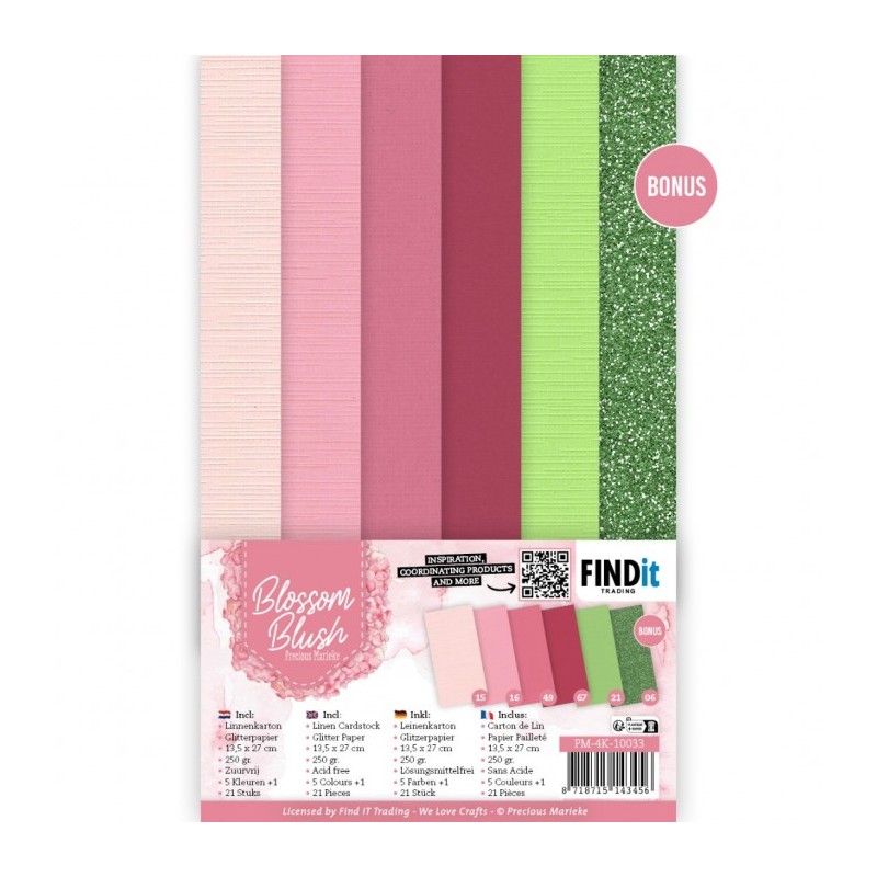 Set 21 cartes Fleurs roses 13.5x27cm Set 21 cartes Fleurs roses 13.5x27cm