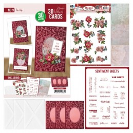 Cartes 3D Velours A6 prédécoupé N°9 - Roses musquées - 3 cartes + enveloppes