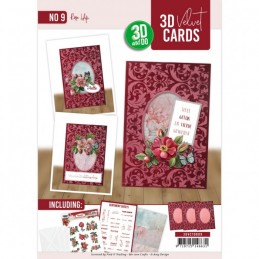 Cartes 3D Velours A6 prédécoupé N°9 - Roses musquées - 3 cartes + enveloppes