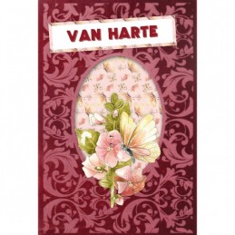 Cartes 3D Velours A6 prédécoupé N°10 - Fleurs rouges - 3 cartes + enveloppes