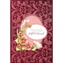 Cartes 3D Velours A6 prédécoupé N°10 - Fleurs rouges - 3 cartes + enveloppes