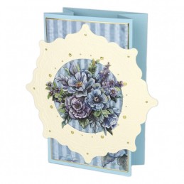 Kit Cartes cercle 3D n°4 - 4 cartes avec cercle - Fleurs bleues