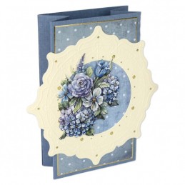 Kit Cartes cercle 3D n°4 - 4 cartes avec cercle - Fleurs bleues
