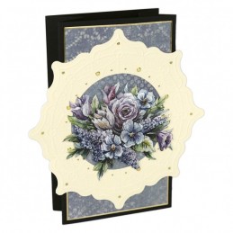 Kit Cartes cercle 3D n°4 - 4 cartes avec cercle - Fleurs bleues