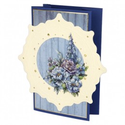 Kit Cartes cercle 3D n°4 - 4 cartes avec cercle - Fleurs bleues