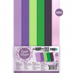 Set 21 cartes fleurs pourpres 13.5x27cm