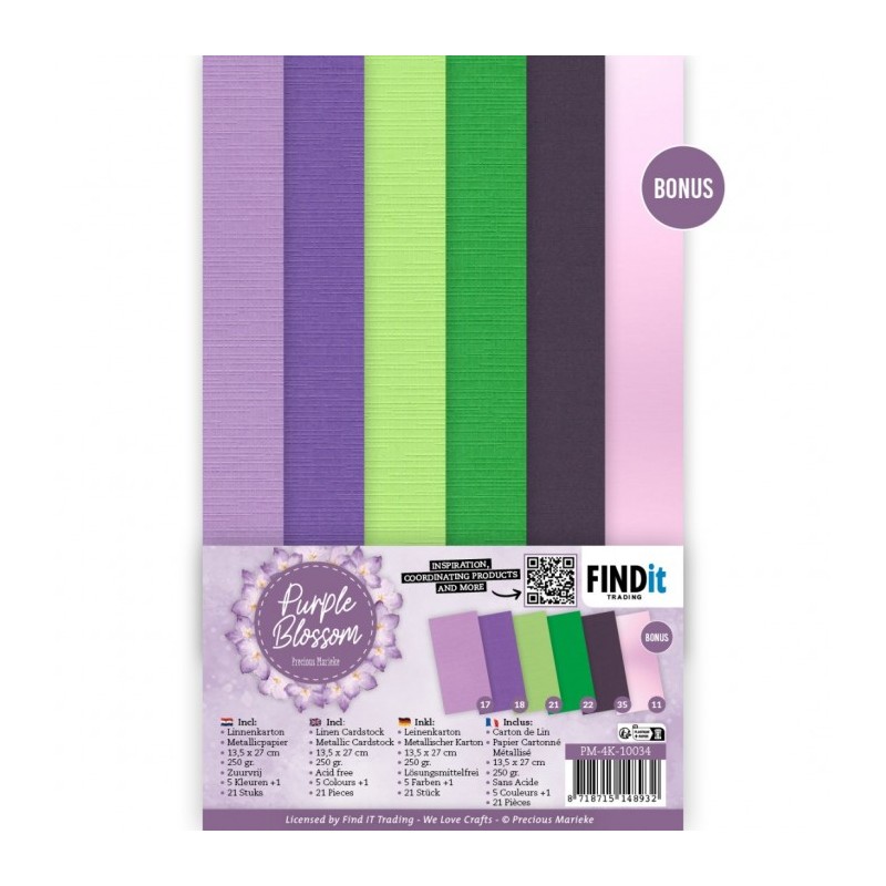 Set 21 cartes fleurs pourpres 13.5x27cm