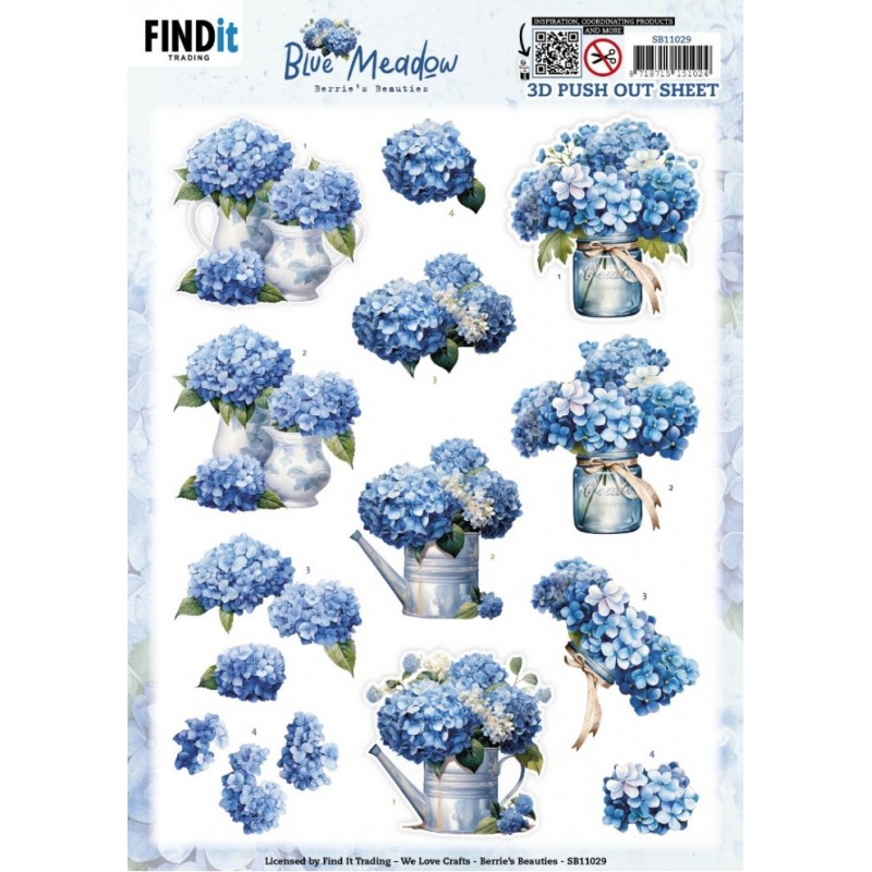 Carte 3D prédéc. - SB11029 - Hortensias bleus - Vases