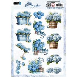 Carte 3D prédéc. - SB11031 - Hortensias bleus - Paniers