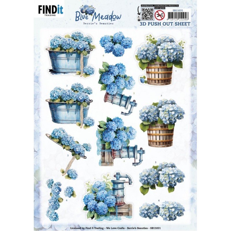Carte 3D prédéc. - SB11031 - Hortensias bleus - Paniers
