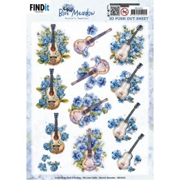 Carte 3D prédéc. - SB11032 - Hortensias bleus - Guitares