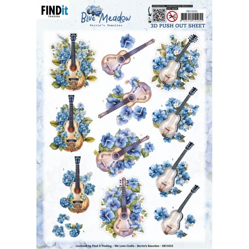 Carte 3D prédéc. - SB11032 - Hortensias bleus - Guitares