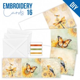 Kit de 3 Cartes à broder imprimées  - STDOPP016 - Tournesols et papillons