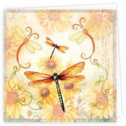 Kit de 3 Cartes à broder imprimées  - STDOPP016 - Tournesols et papillons