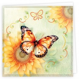 Kit de 3 Cartes à broder imprimées  - STDOPP016 - Tournesols et papillons