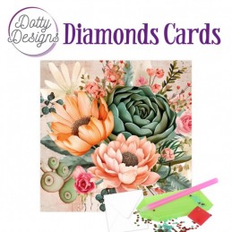 Carte Broderie Diamant - 3 fleurs - DDDC1189