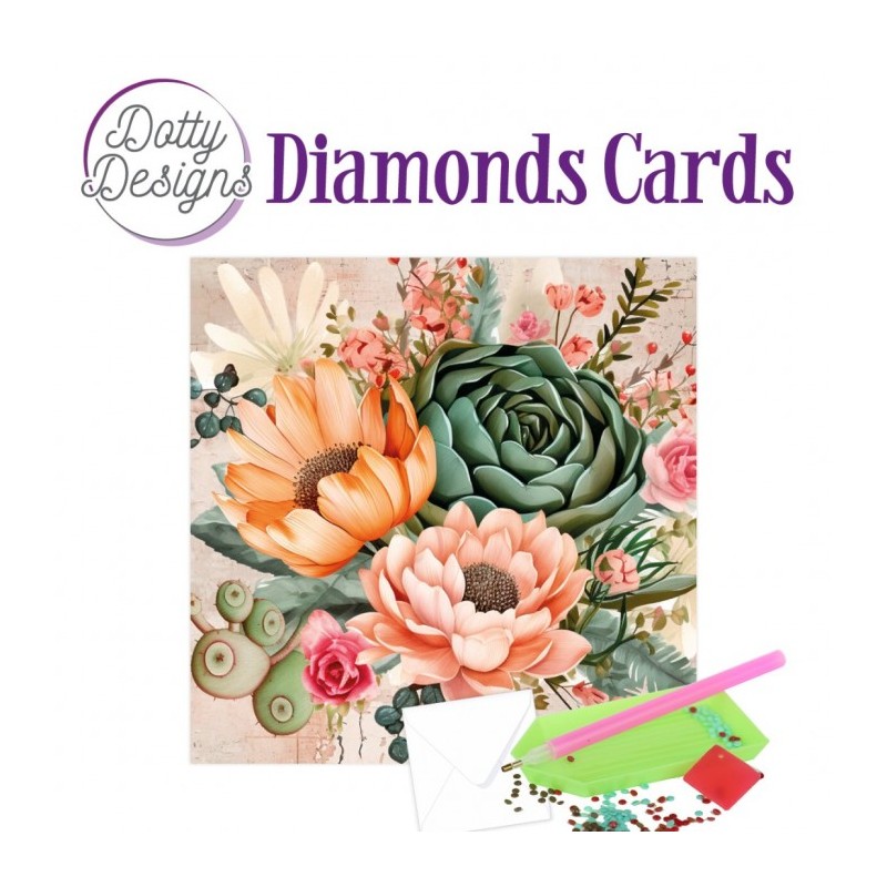 Carte Broderie Diamant - 3 fleurs - DDDC1189