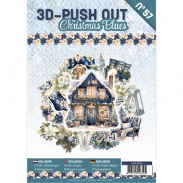 Carte 3D livre A4 prédécoupé N°57 - Noël bleu - 24 images + papiers