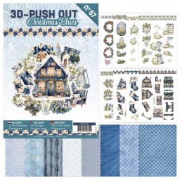 Carte 3D livre A4 prédécoupé N°57 - Noël bleu - 24 images + papiers