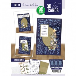 Cartes 3D Velours A6 prédécoupé N°11 - La nature à Noël - 3 cartes + enveloppes