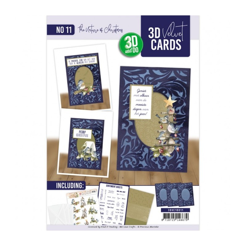 Cartes 3D Velours A6 prédécoupé N°11 - La nature à Noël - 3 cartes + enveloppes Cartes 3D Velours A6 prédécoupé N°11 - La nature à Noël - 3 cartes + enveloppes
