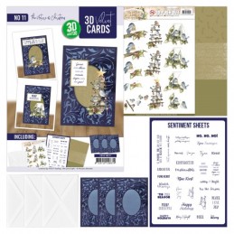 Cartes 3D Velours A6 prédécoupé N°11 - La nature à Noël - 3 cartes + enveloppes