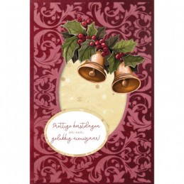 Cartes 3D Velours A6 prédécoupé N°13 - Cloches de Noël - 3 cartes + enveloppes