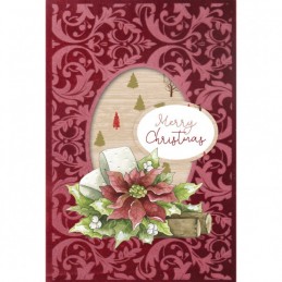 Cartes 3D Velours A6 prédécoupé N°14 - Poinsettias de Noël - 3 cartes + enveloppes