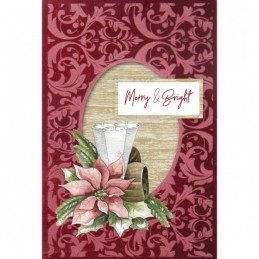 Cartes 3D Velours A6 prédécoupé N°14 - Poinsettias de Noël - 3 cartes + enveloppes