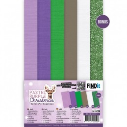Set 21 cartes 13.5x27cm - Noël violet pastel - BB-4K-10017