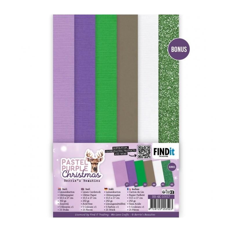 Set 21 cartes 13.5x27cm - Noël violet pastel - BB-4K-10017 Set 21 cartes 13.5x27cm - Noël violet pastel - BB-4K-10017